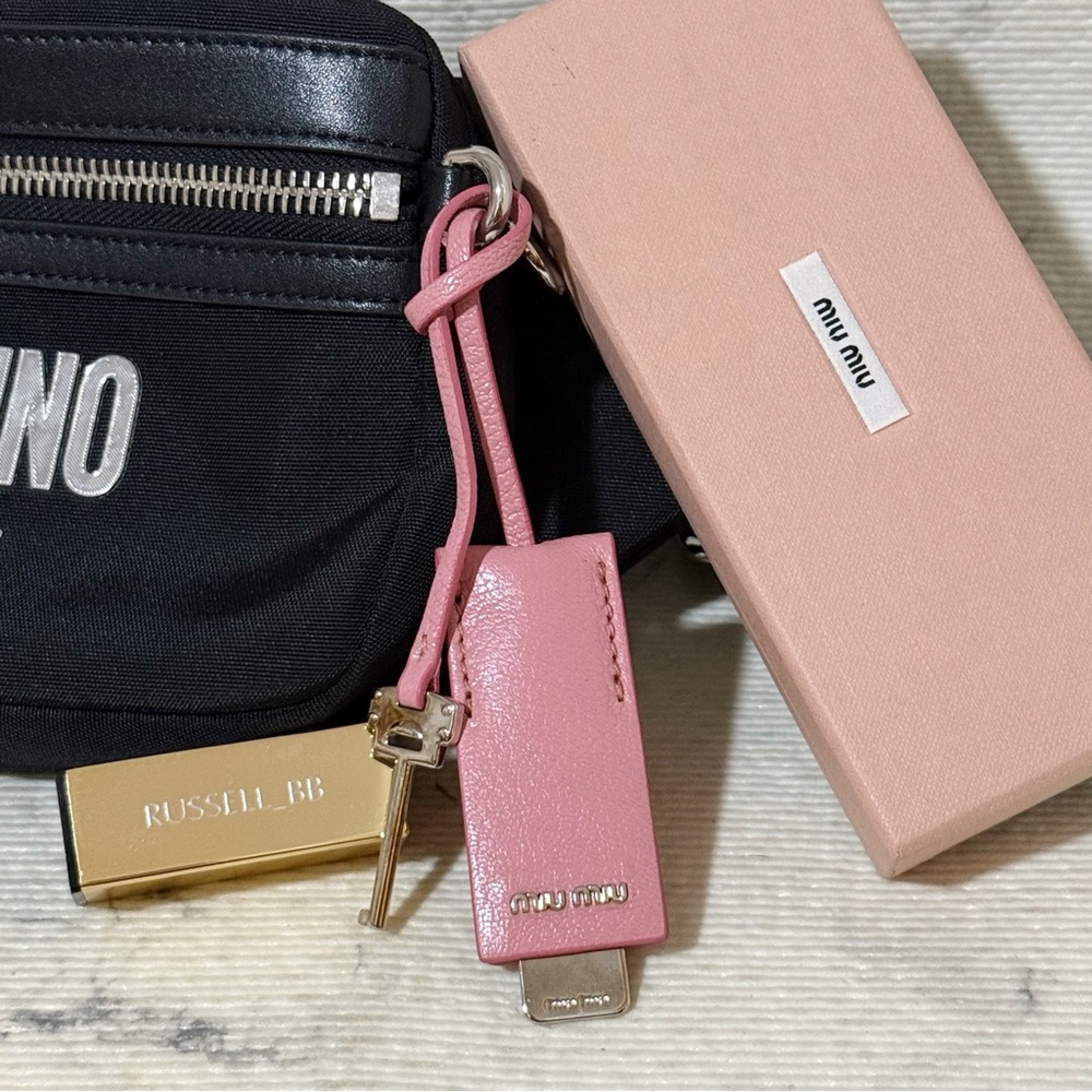 Miu Miu Pink Leather Bag Charm / Keychain - Picture 3 of 12